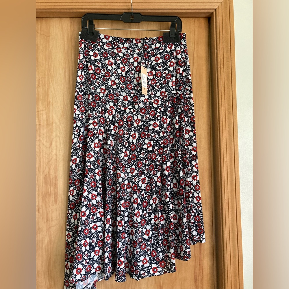 Rebecca Minkoff Reiana black multi floral midi skirt medium